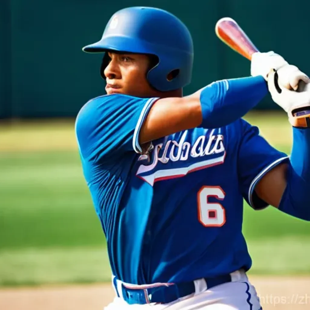 야구 손목 강화 운동 - **Powerful Baseball Swing:**
    A male baseball player, in his early 20s, captured in a dynamic, fu...