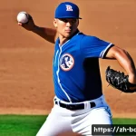 야구 투수 기본 자세 - A dynamic scene of a baseball pitcher in mid-throw, showcasing strong core muscle activation. The at...