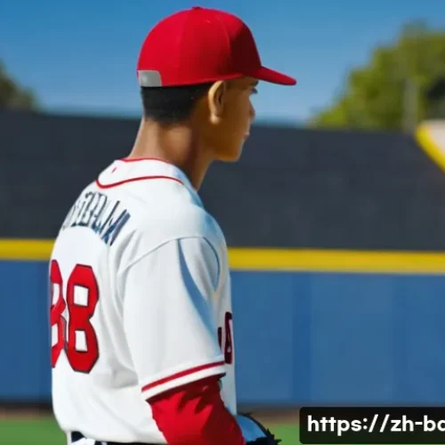 야구 훈련 프로그램 만들기 - A detailed scene of a young male baseball player wearing a clean, modern uniform and protective gear...