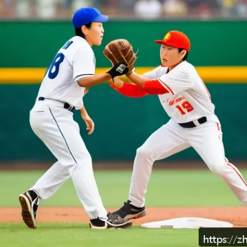야구 경기의 스포츠맨십 사례 - A dynamic baseball scene showing an outfielder and an infielder executing a perfect double play duri...