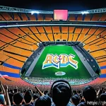 야구 경기에 적합한 음악 플레이리스트 - A vibrant baseball stadium scene at night, filled with enthusiastic fans waving flags and glowing LE...